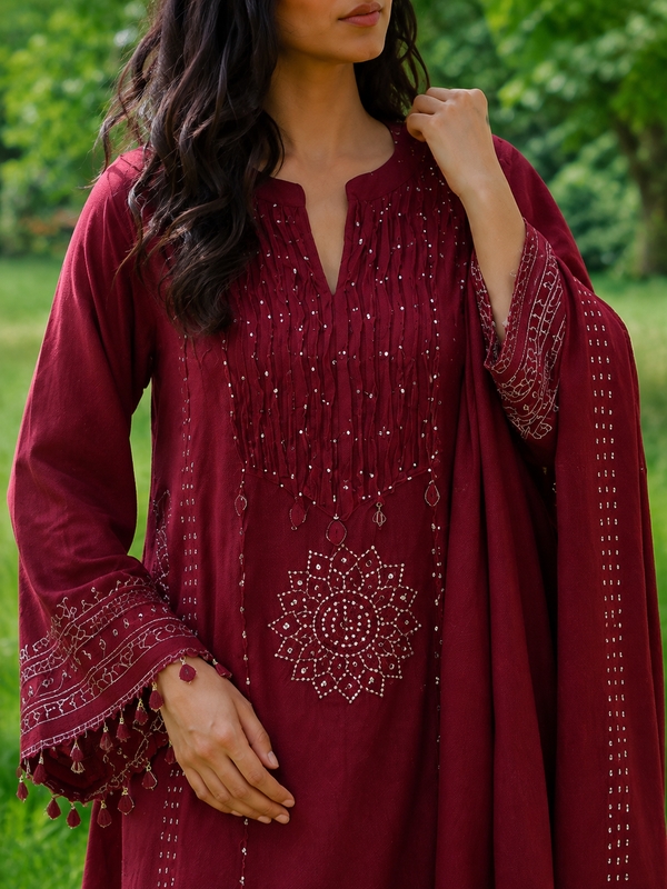 Bandhani Print Cotton Suit Set