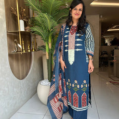 Printed Cotton Kurta Pant Set with Dupatta