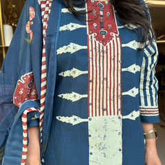 Printed Cotton Kurta Pant Set with Dupatta