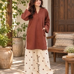 Brown Cotton Farshi Kurta Set