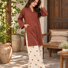 Brown Cotton Farshi Kurta Set