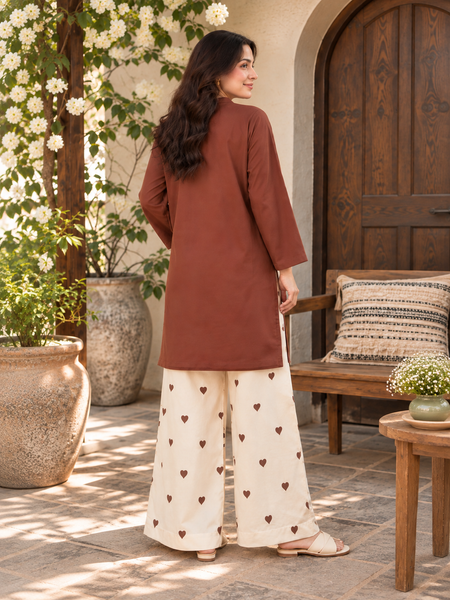 Brown Cotton Farshi Kurta Set