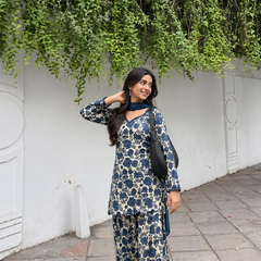 Floral Printed Cotton Farshi Suit Set with Dupatta