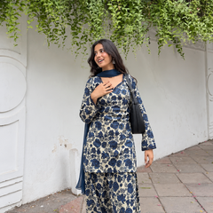 Floral Printed Cotton Farshi Suit Set with Dupatta