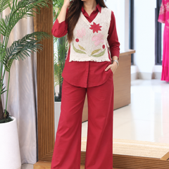 Embroidered Detachable Jacket Co-Ord Set