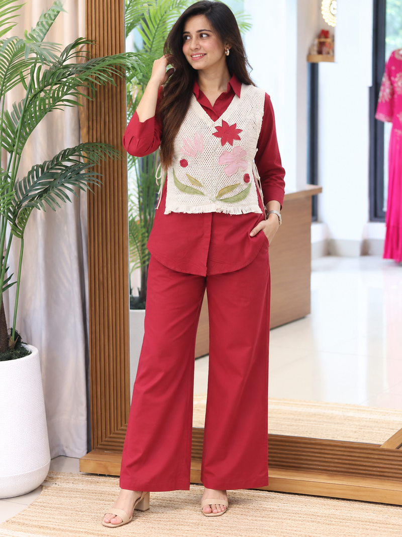 Embroidered Detachable Jacket Co-Ord Set