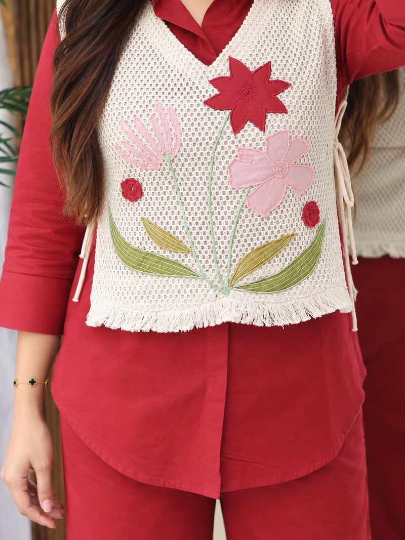 Embroidered Detachable Jacket Co-Ord Set