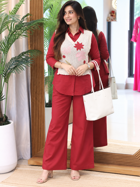 Embroidered Detachable Jacket Co-Ord Set
