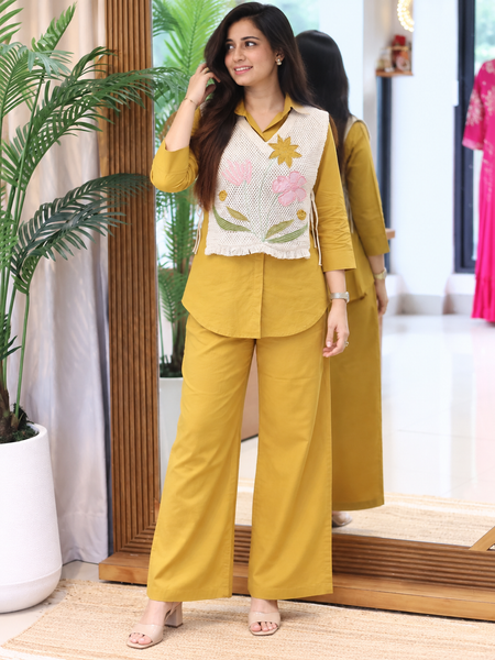 Embroidered Detachable Jacket Co-Ord Set