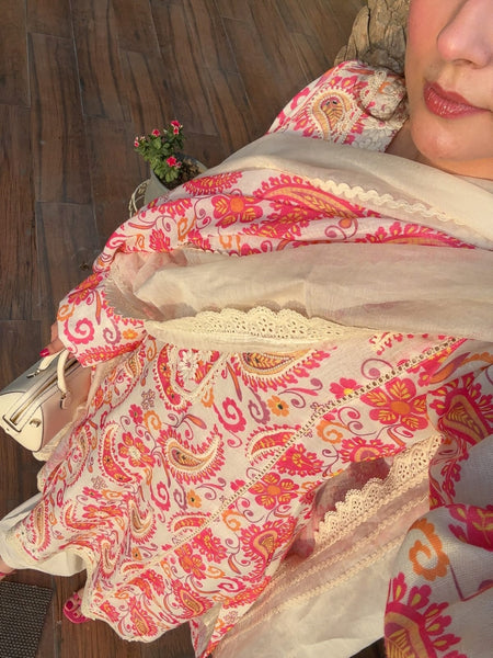 Layaqat Pakistani Lawn Printed Kurta Set with Trouser & Dupatta