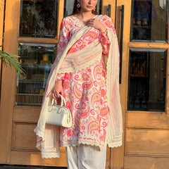 Layaqat Pakistani Lawn Printed Kurta Set with Trouser & Dupatta