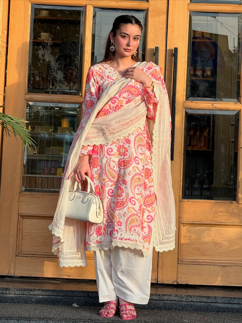 Layaqat Pakistani Lawn Printed Kurta Set with Trouser & Dupatta
