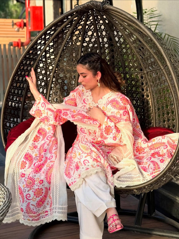 Layaqat Pakistani Lawn Printed Kurta Set with Trouser & Dupatta