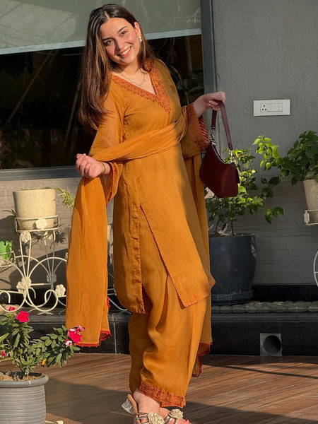 Premium Embroidered Silk Kurta Salwar Set with Organza Dupatta
