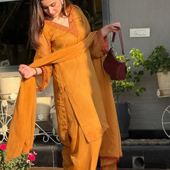 Premium Embroidered Silk Kurta Salwar Set with Organza Dupatta