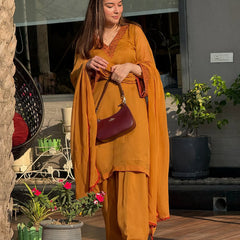 Premium Embroidered Silk Kurta Salwar Set with Organza Dupatta