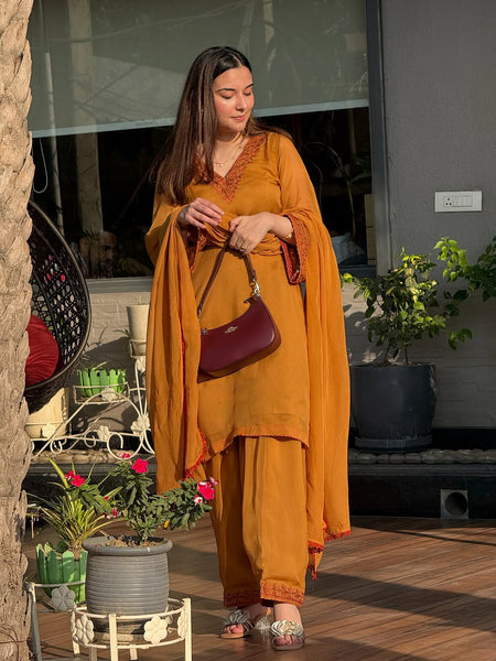 Premium Embroidered Silk Kurta Salwar Set with Organza Dupatta