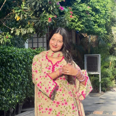 Floral Printed Kurta Set with Palazzo & Dupatta
