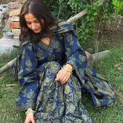 Printed Kurta Set with Palazzo & Dupatta