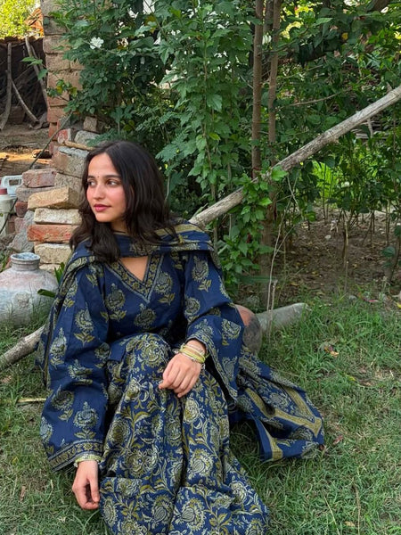 Printed Kurta Set with Palazzo & Dupatta
