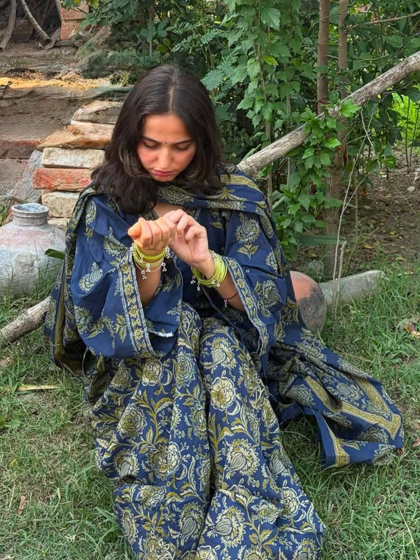 Printed Kurta Set with Palazzo & Dupatta