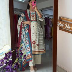 Printed Cotton Kurta Set with Matching Dupatta