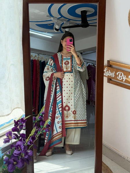 Printed Cotton Kurta Set with Matching Dupatta