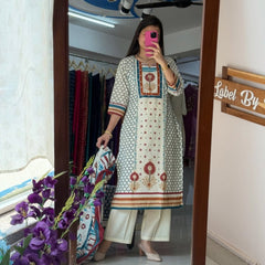 Printed Cotton Kurta Set with Matching Dupatta