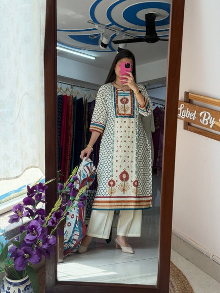 Printed Cotton Kurta Set with Matching Dupatta