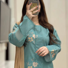 Muslin Cherry Farshi Salwar Set