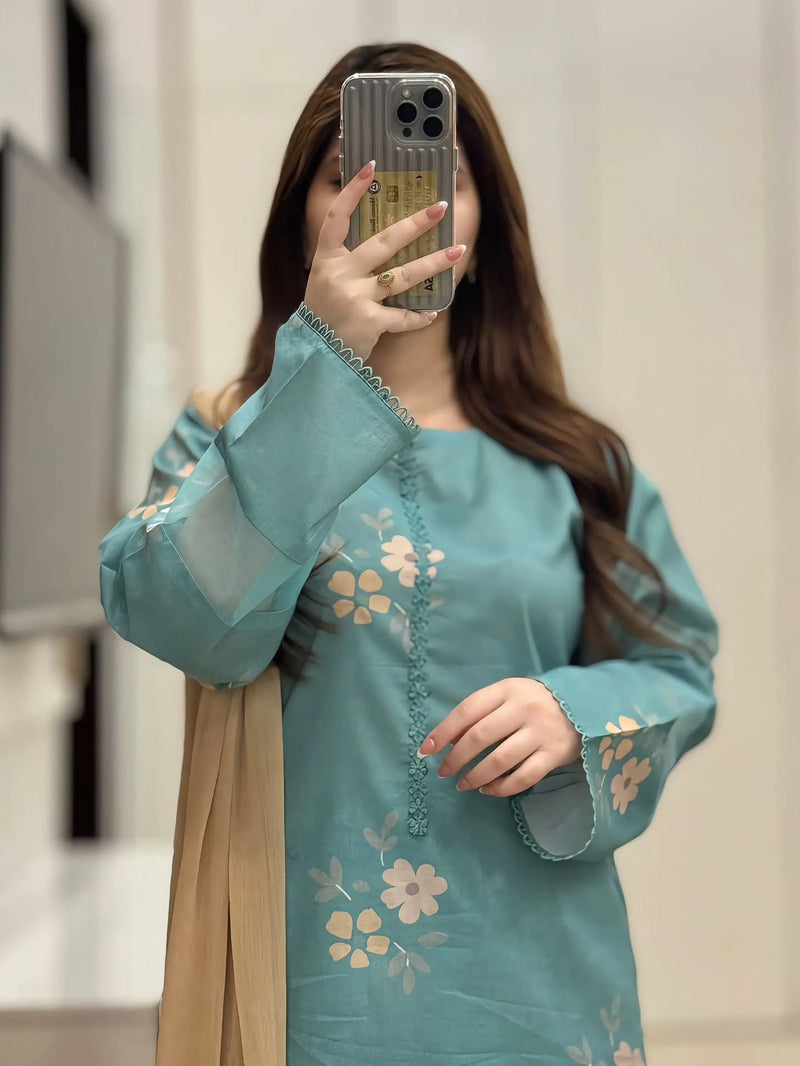 Muslin Cherry Farshi Salwar Set