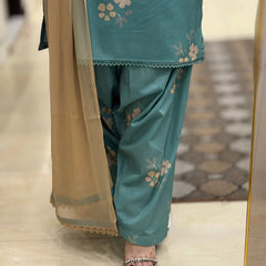 Muslin Cherry Farshi Salwar Set
