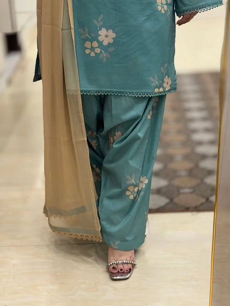 Muslin Cherry Farshi Salwar Set