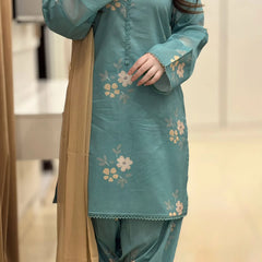 Muslin Cherry Farshi Salwar Set