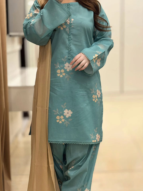 Muslin Cherry Farshi Salwar Set