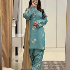 Muslin Cherry Farshi Salwar Set