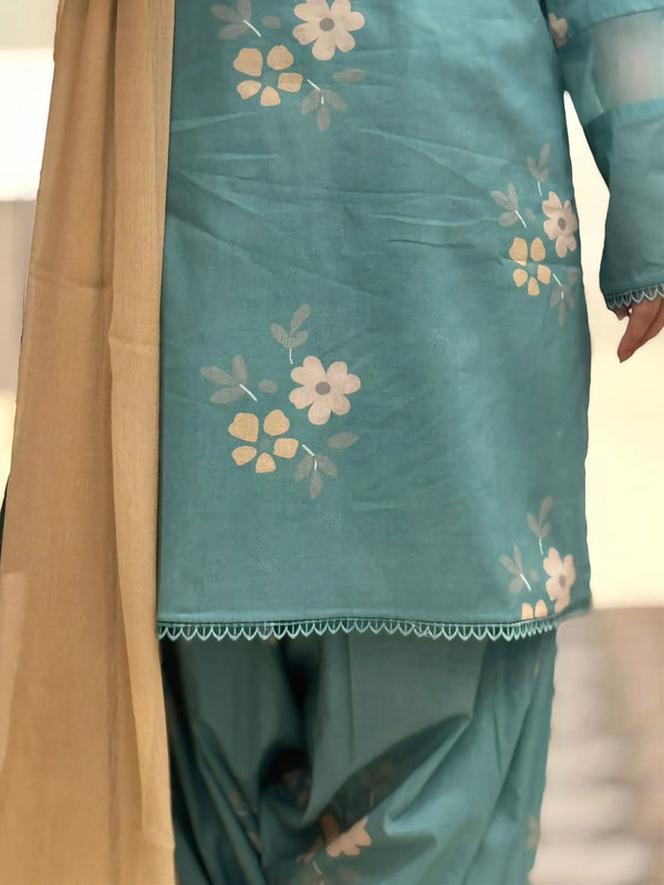 Muslin Cherry Farshi Salwar Set