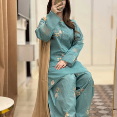 Muslin Cherry Farshi Salwar Set