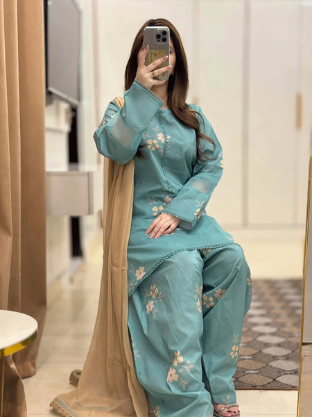 Muslin Cherry Farshi Salwar Set