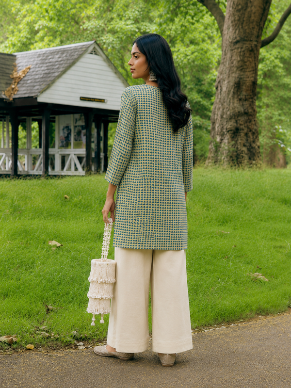 Green Cotton Geometric Co-ord Set