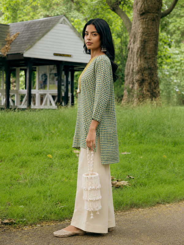 Green Cotton Geometric Co-ord Set