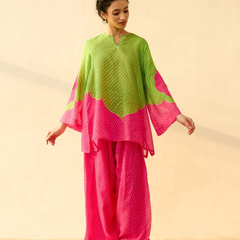 Dual-Tone Leheriya Print Farshi Set