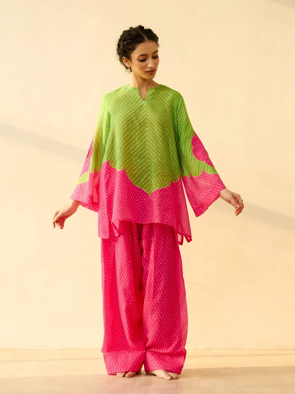 Dual-Tone Leheriya Print Farshi Set