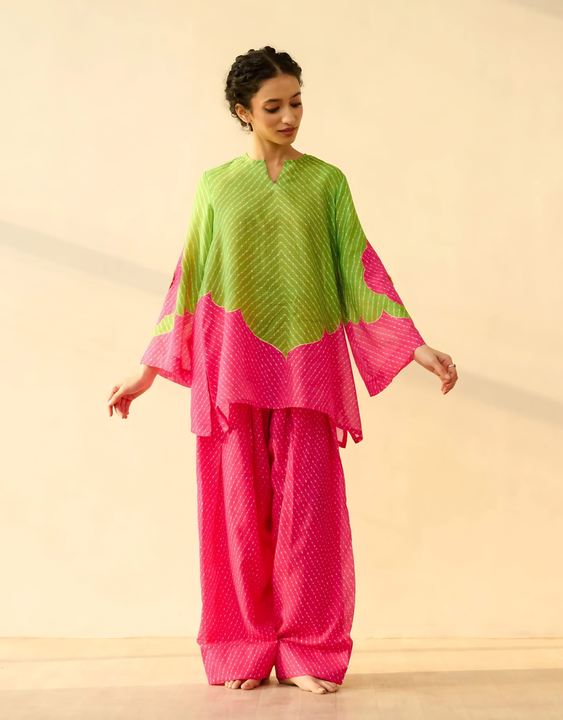Dual-Tone Leheriya Print Farshi Set