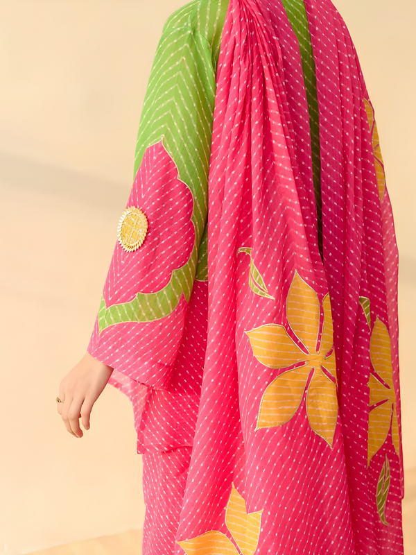 Dual-Tone Leheriya Print Farshi Set