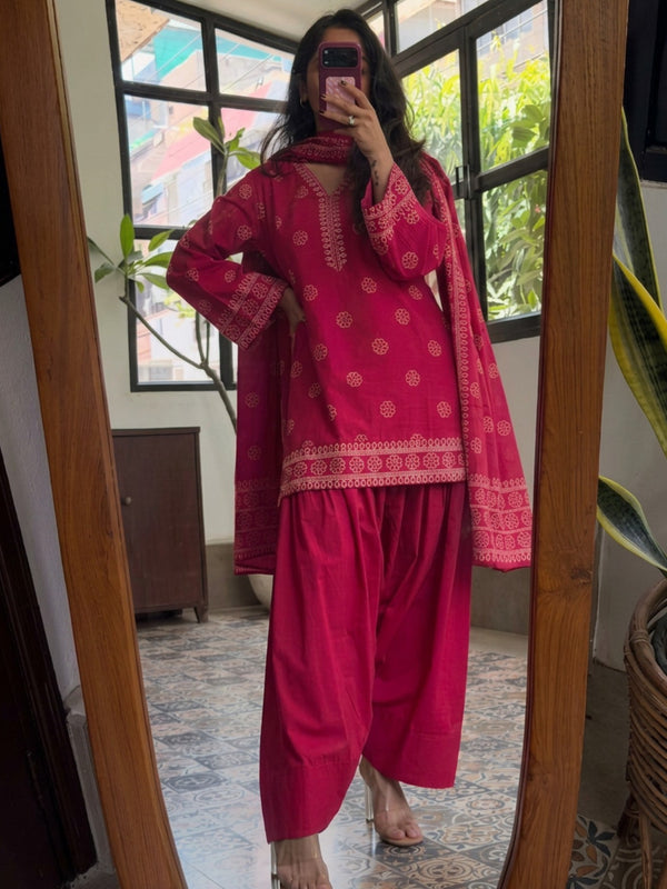 Indian Pink Farshi Kurta Set