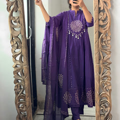 Bandhani Partywear Purple Anarkali Set