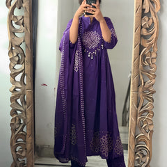 Bandhani Partywear Purple Anarkali Set