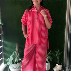 Pink Striped Cotton Co-ord Set