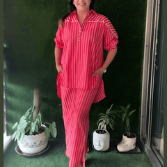 Pink Striped Cotton Co-ord Set